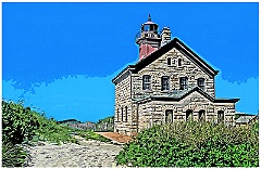Block Island North Lighthouse Built of Stone - Digital Painting